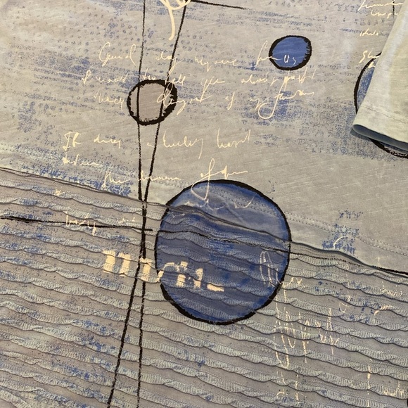 Jess & Jane Artsy Lagenlook Pale Blue Cotton 3/4 Sleeve Tunic Top Size M - Picture 7 of 12